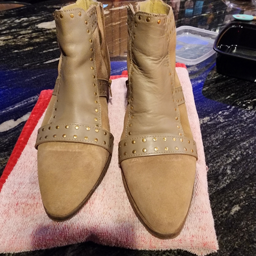 Matisse Beige Studded Ankle Boots